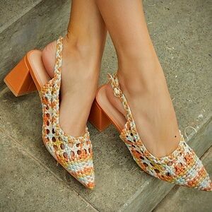 Woven kitten heels